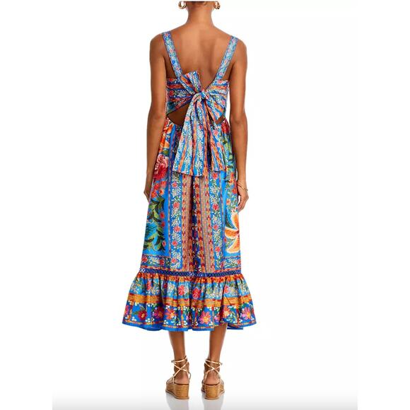 Farm Rio Stitched Garden Cotton Midi Dress Floral Cottagecore Boho Size XL - Picture 3 of 15